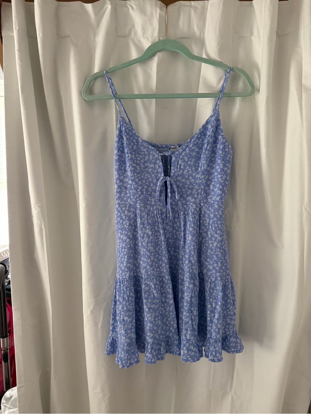 Garage Blue Floral Tie-Front Mini Dress